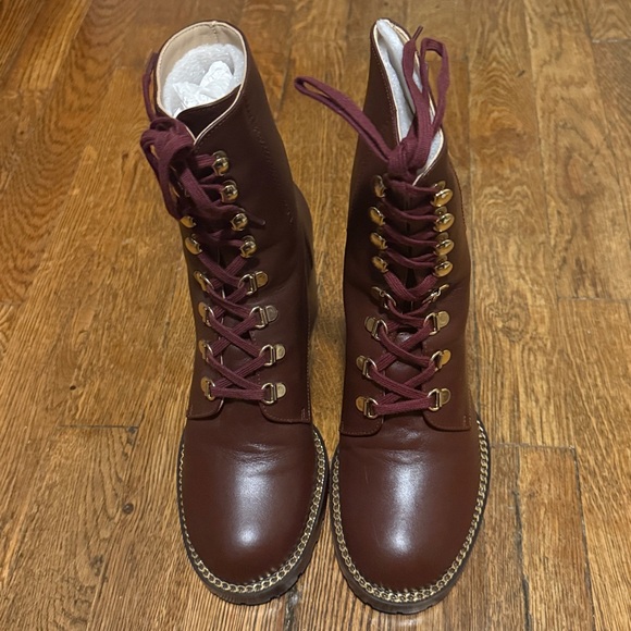 Stuart Weitzman Kolbie Lace-up Leather Ankle Boots - Size 8 - Picture 4 of 7